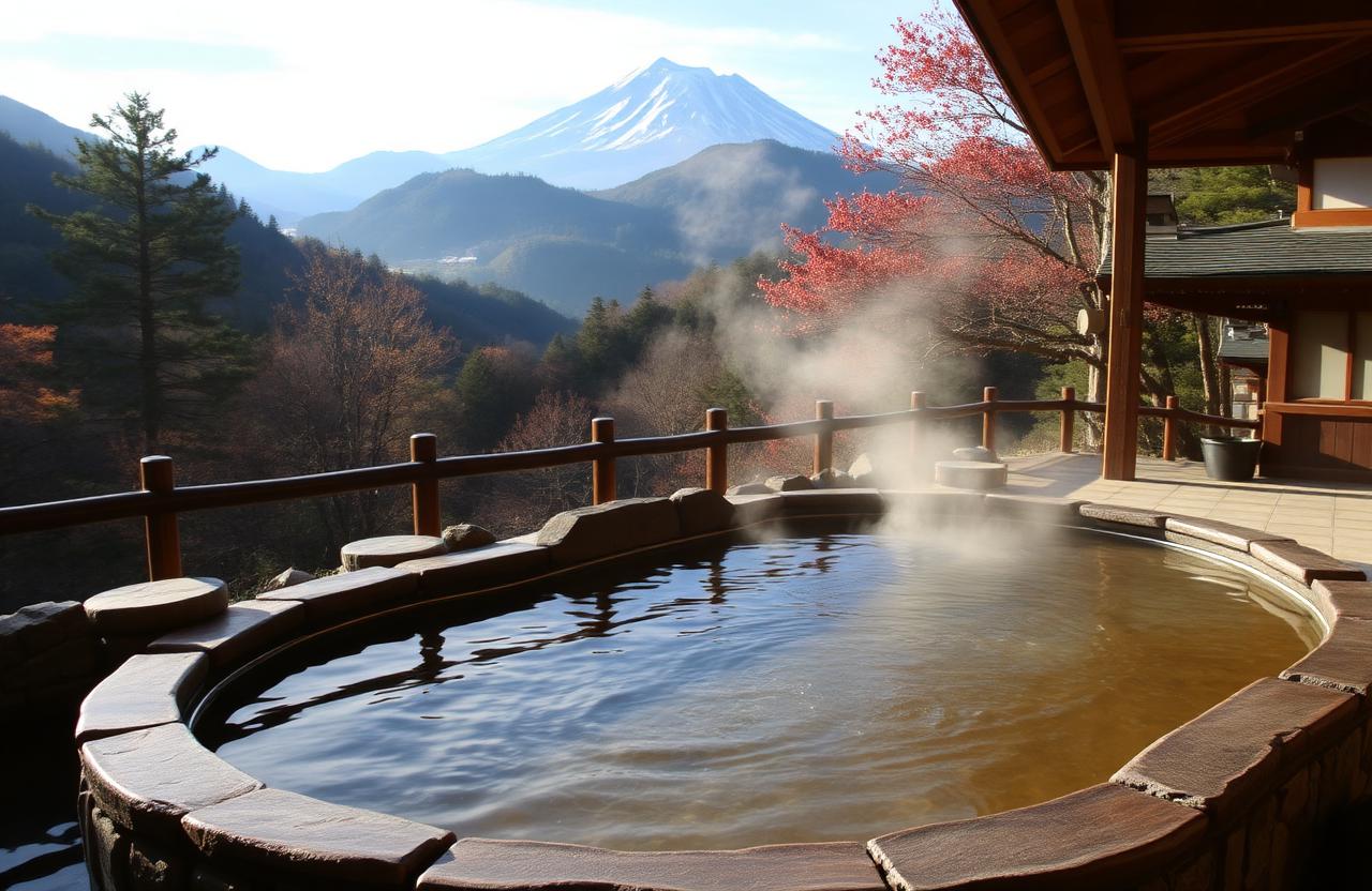 Hakone Onsen com viajantes no Japão