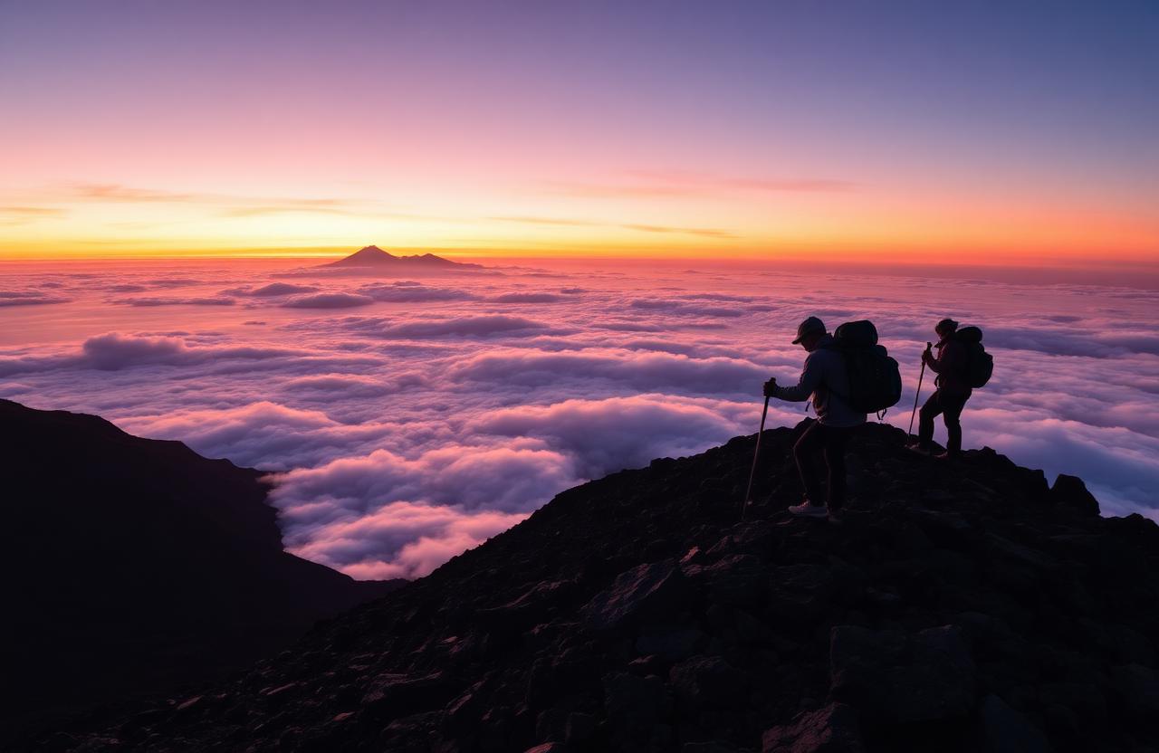 Trilha do Fuji com viajantes no Japão